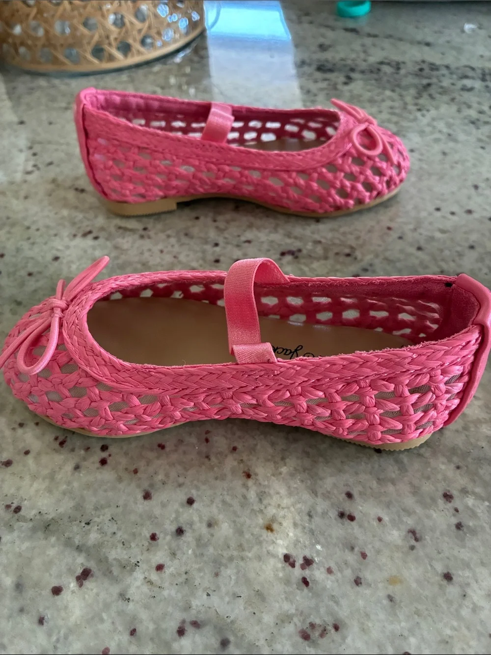 Cat & Jack Bright Pink Woven Mary Jane Flats with Bow